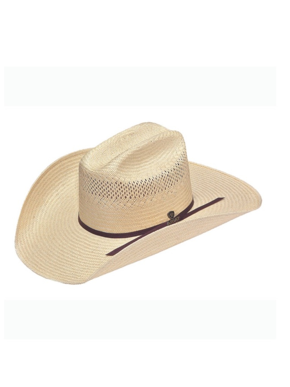 Ariat Ventilated Straw Cowboy Hat in Natural with Brown Band